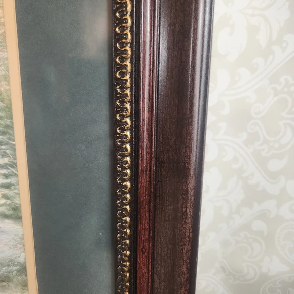 Thomas Kinkade 'Deer Creek Cottage' Double Mat Winter Landscape Art with Deer - Picture 4 of 9